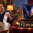 Illustration of an Indian dad shocked by a ₹2,99,900 foldable-phone price