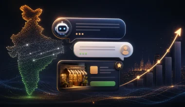 Concept illustration of ChatGPT advertising becoming available to businesses in India