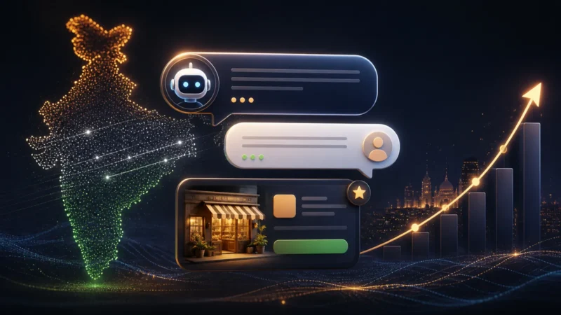 Concept illustration of ChatGPT advertising becoming available to businesses in India
